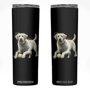 Cute Yellow Labrador Retriever With Tennis Ball Skinny Tumbler TS12 Black Print Your Wear