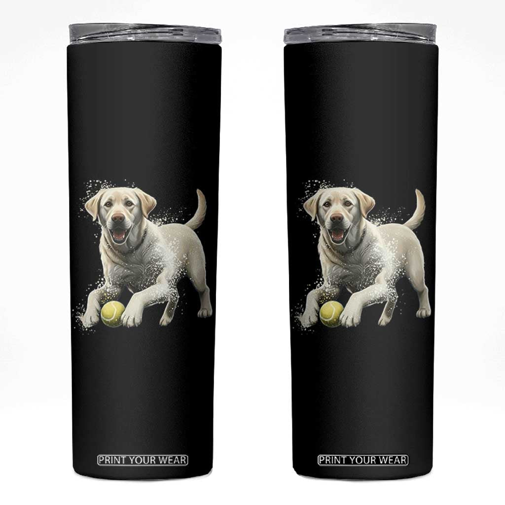 Cute Yellow Labrador Retriever With Tennis Ball Skinny Tumbler TS12 Black Print Your Wear