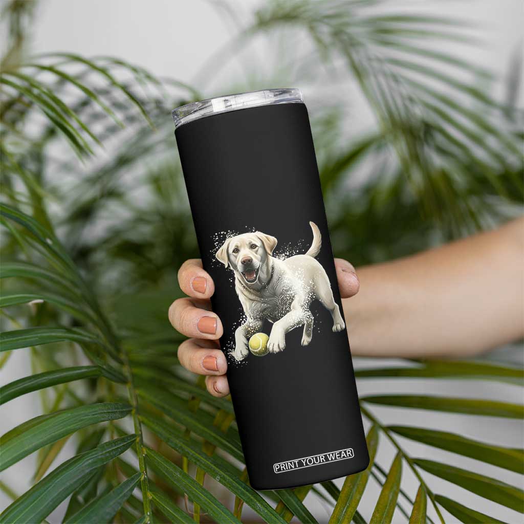 Cute Yellow Labrador Retriever With Tennis Ball Skinny Tumbler TS12 Print Your Wear