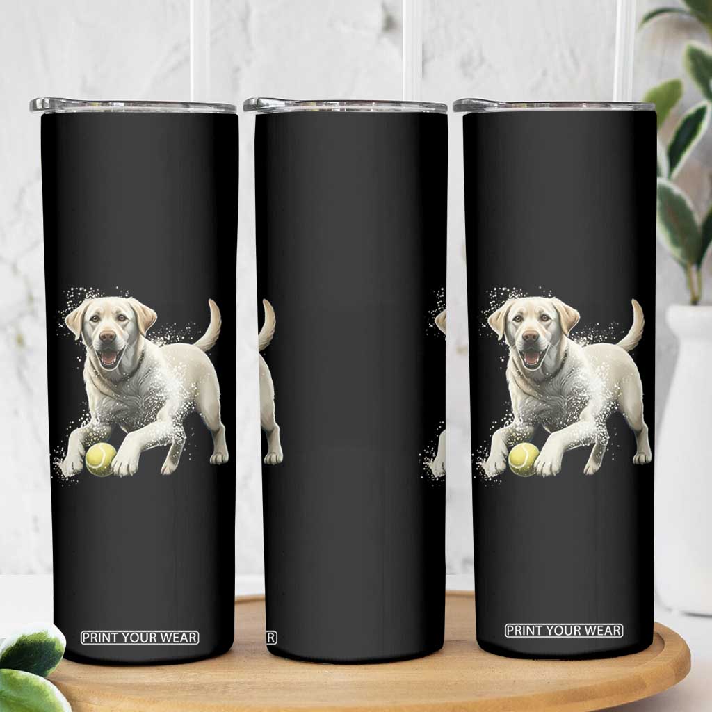 Cute Yellow Labrador Retriever With Tennis Ball Skinny Tumbler TS12 Print Your Wear