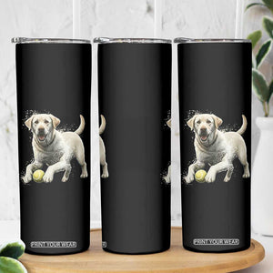 Cute Yellow Labrador Retriever With Tennis Ball Skinny Tumbler TS12 Print Your Wear