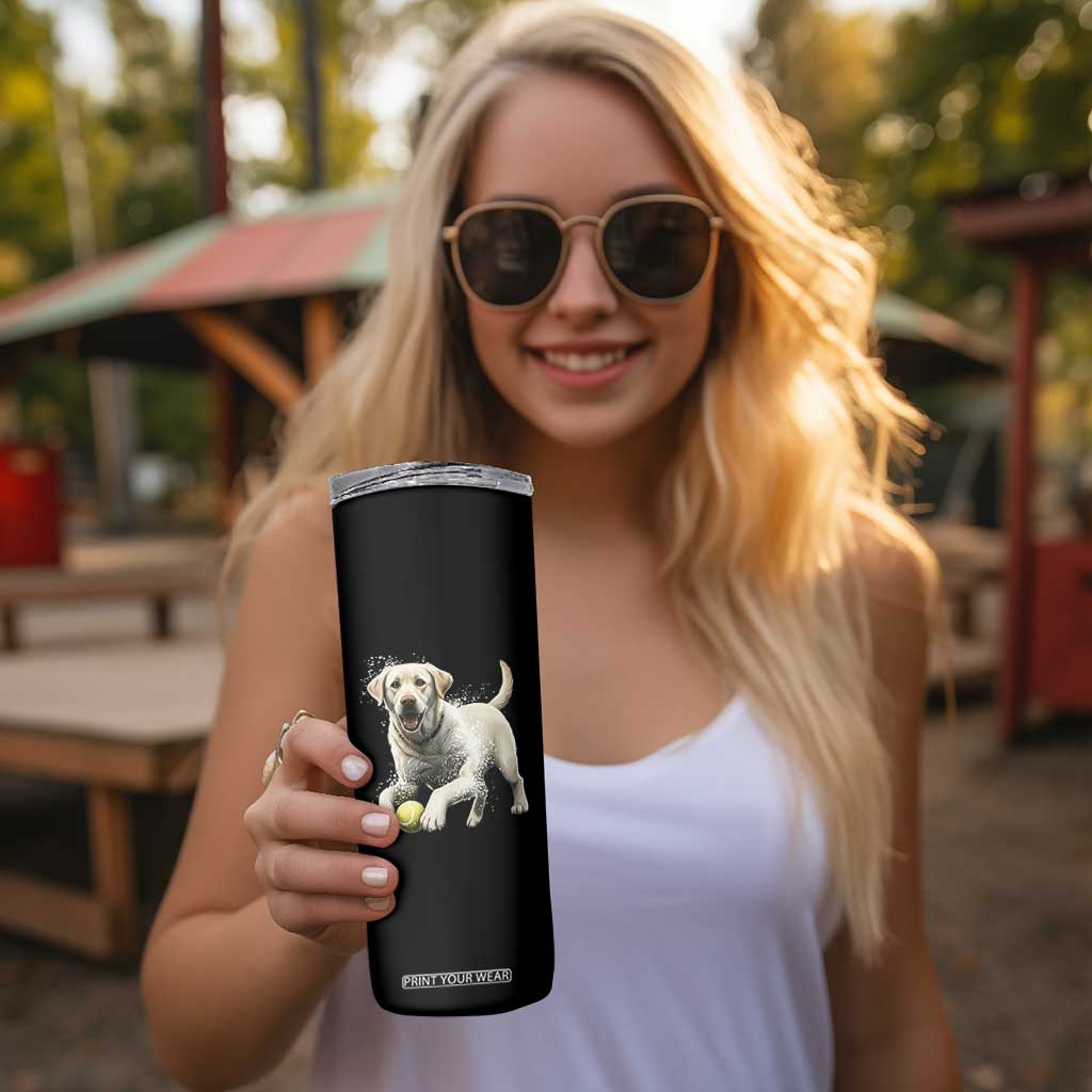 Cute Yellow Labrador Retriever With Tennis Ball Skinny Tumbler TS12 Print Your Wear