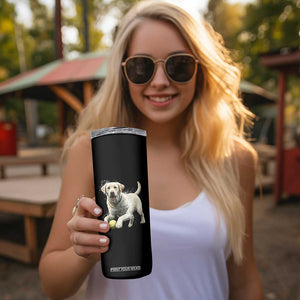 Cute Yellow Labrador Retriever With Tennis Ball Skinny Tumbler TS12 Print Your Wear