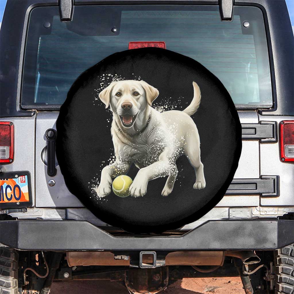 Cute Yellow Labrador Retriever With Tennis Ball Spare Tire Cover TS12 No hole Black Print Your Wear