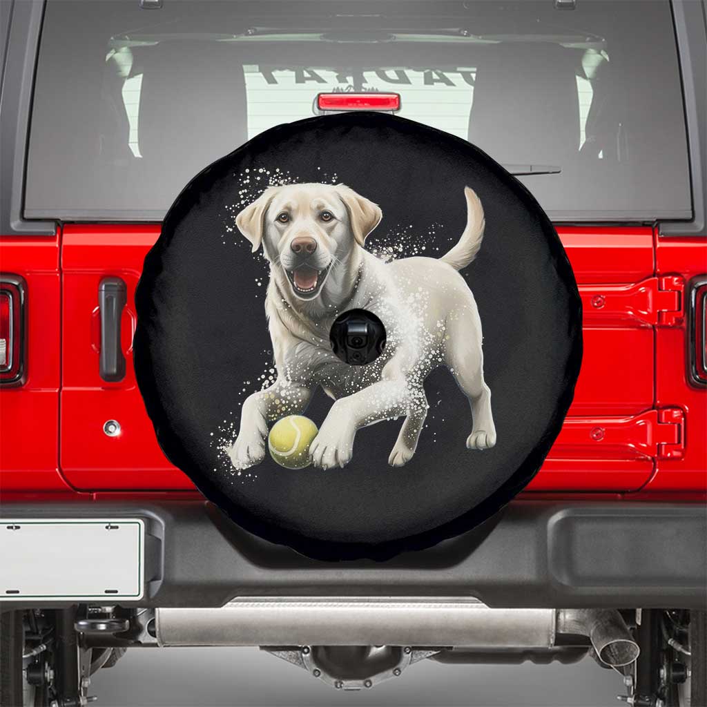 Cute Yellow Labrador Retriever With Tennis Ball Spare Tire Cover TS12 Black Print Your Wear