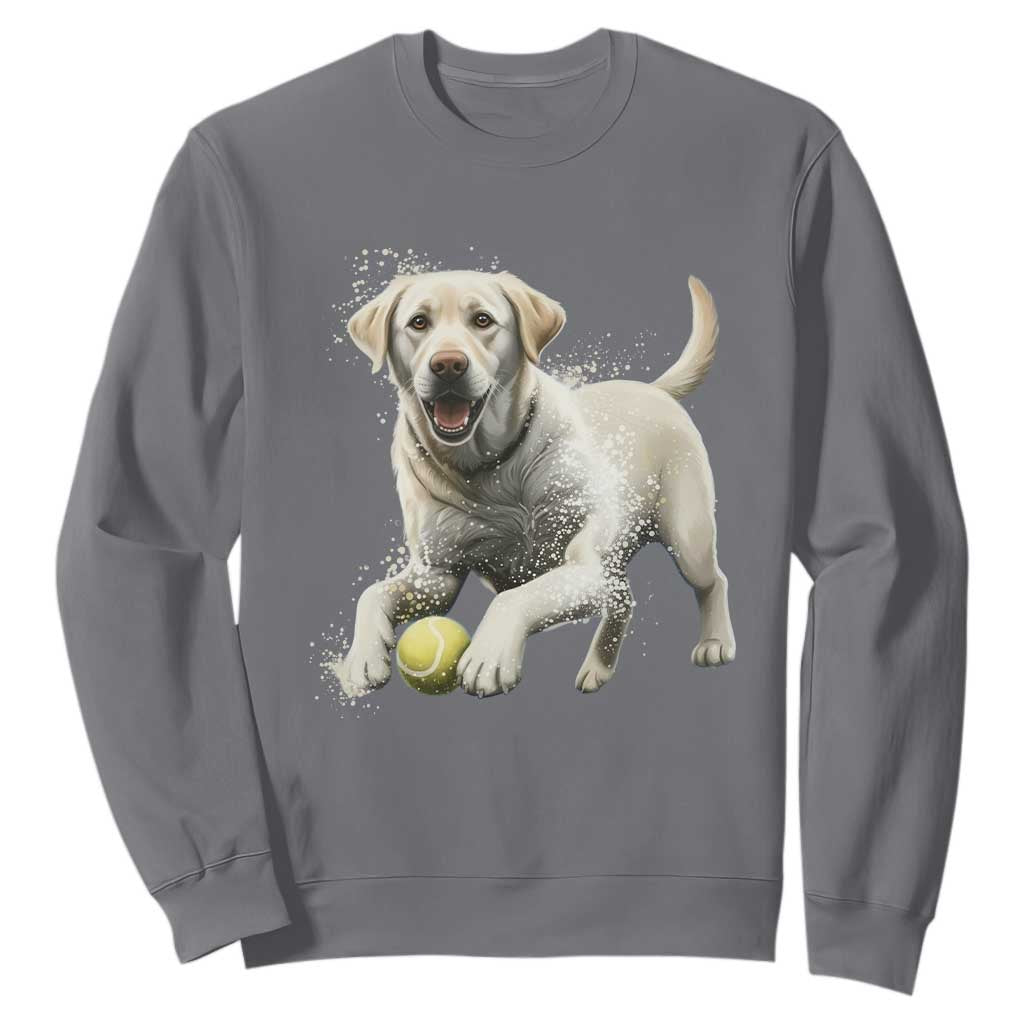 Cute Yellow Labrador Retriever With Tennis Ball Sweatshirt TS12 Charcoal Print Your Wear