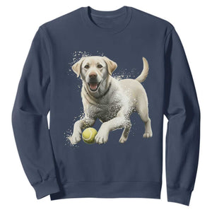 Cute Yellow Labrador Retriever With Tennis Ball Sweatshirt TS12 Navy Print Your Wear
