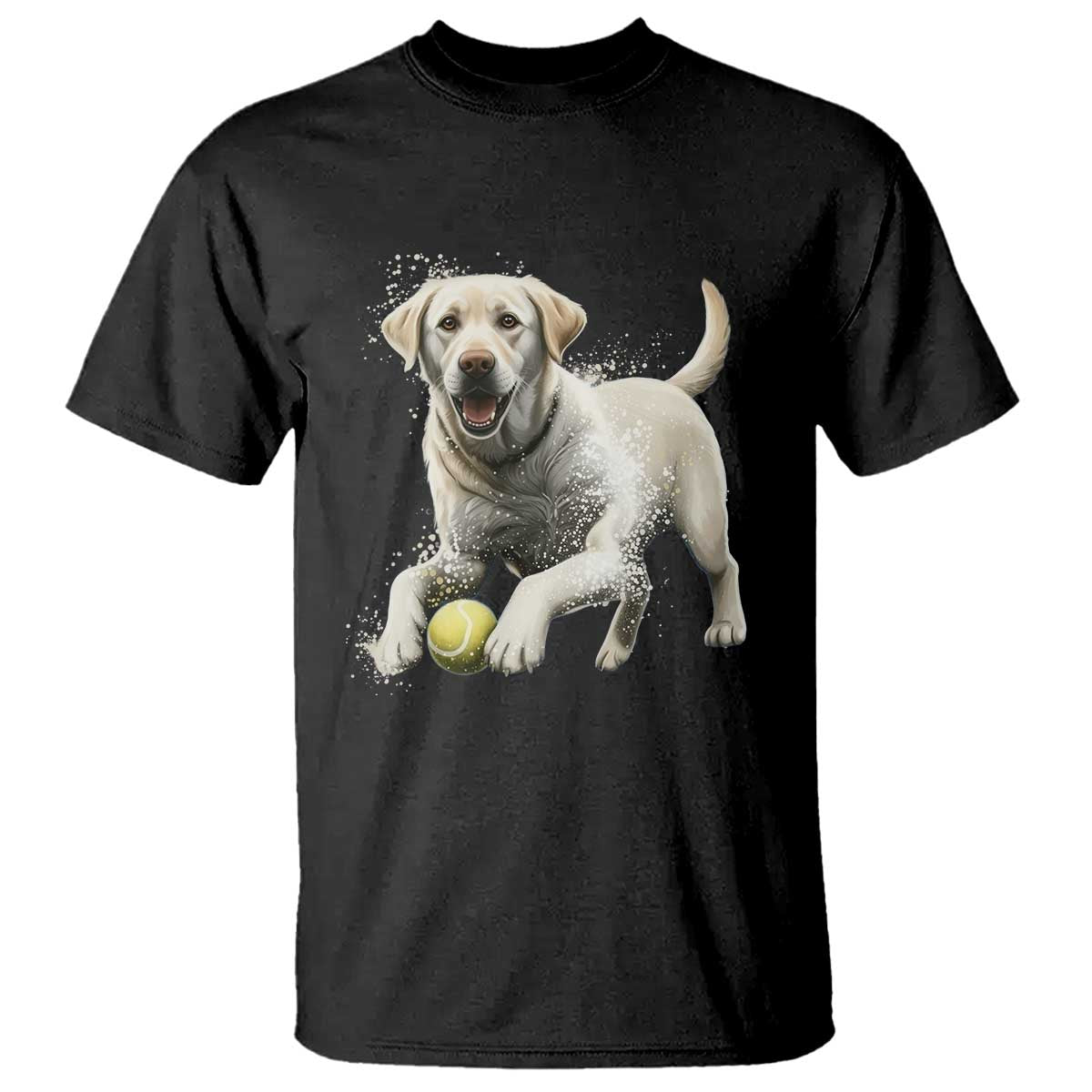 Cute Yellow Labrador Retriever With Tennis Ball T Shirt TS12 Black Print Your Wear
