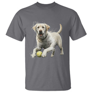 Cute Yellow Labrador Retriever With Tennis Ball T Shirt TS12 Charcoal Print Your Wear