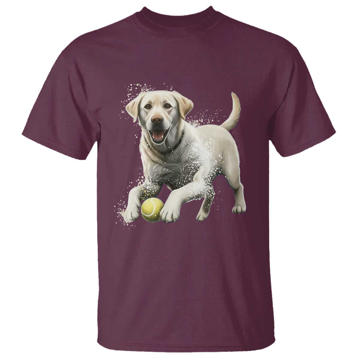 Cute Yellow Labrador Retriever With Tennis Ball T Shirt TS12 Maroon Print Your Wear