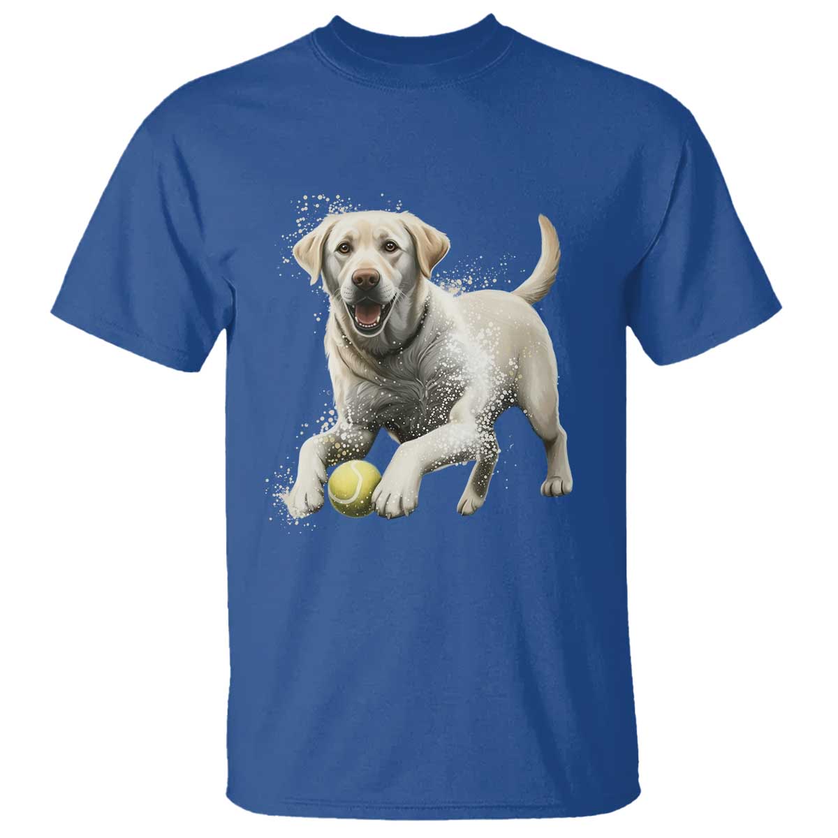 Cute Yellow Labrador Retriever With Tennis Ball T Shirt TS12 Royal Blue Print Your Wear