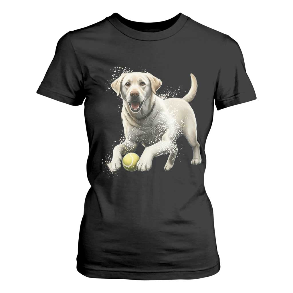 Cute Yellow Labrador Retriever With Tennis Ball T Shirt For Women TS12 Black Print Your Wear