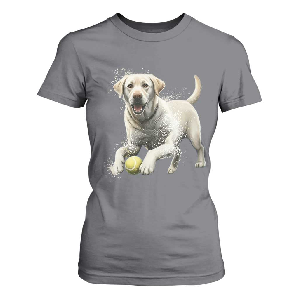 Cute Yellow Labrador Retriever With Tennis Ball T Shirt For Women TS12 Charcoal Print Your Wear