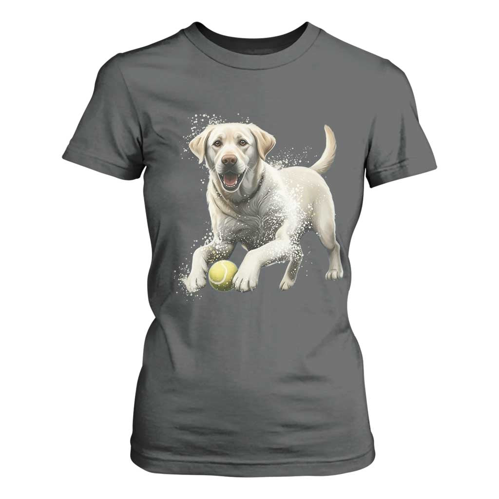 Cute Yellow Labrador Retriever With Tennis Ball T Shirt For Women TS12 Dark Heather Print Your Wear