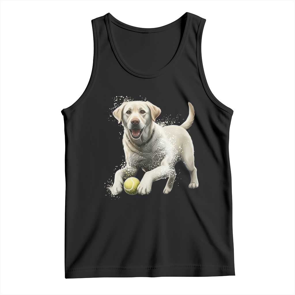 Cute Yellow Labrador Retriever With Tennis Ball Tank Top TS12 Black Print Your Wear