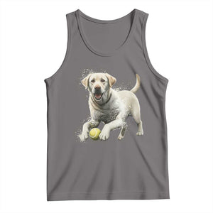 Cute Yellow Labrador Retriever With Tennis Ball Tank Top TS12 Deep Heather Print Your Wear