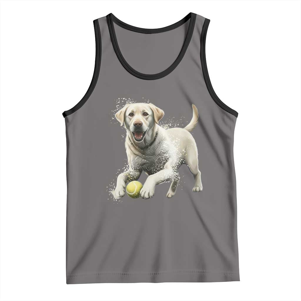 Cute Yellow Labrador Retriever With Tennis Ball Tank Top TS12 Deep Heather Black Print Your Wear