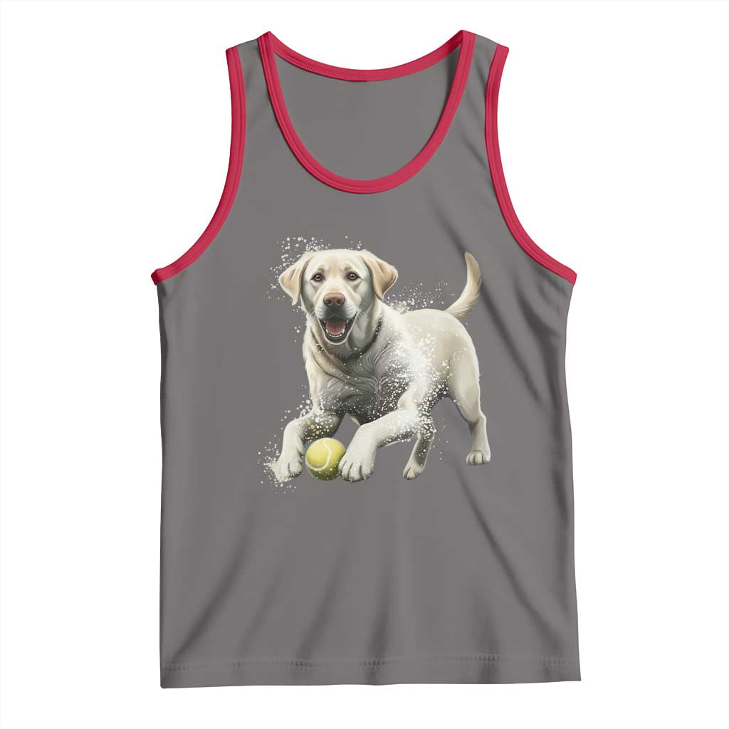 Cute Yellow Labrador Retriever With Tennis Ball Tank Top TS12 Deep Heather Red Print Your Wear