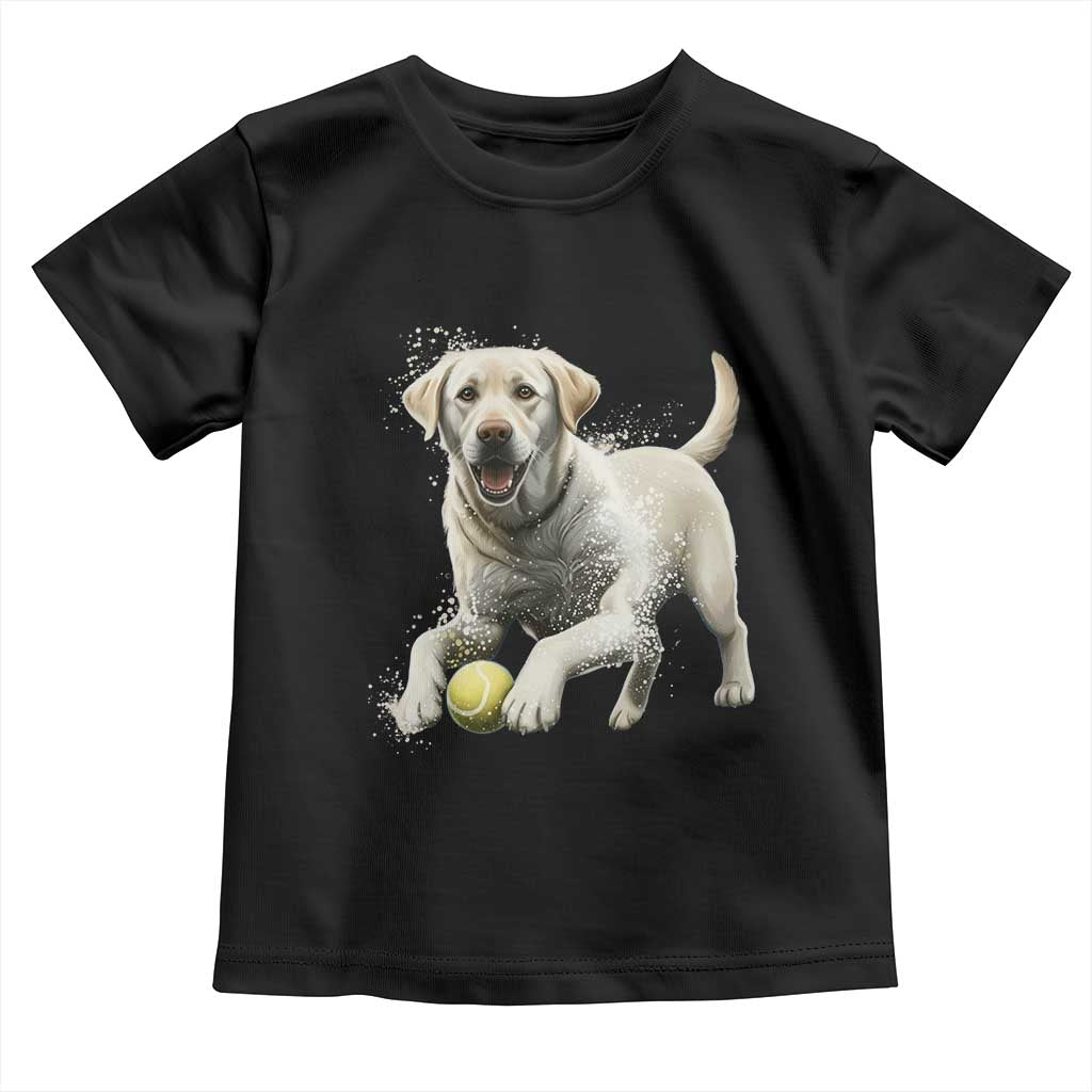 Cute Yellow Labrador Retriever With Tennis Ball Toddler T Shirt TS12 Black Print Your Wear