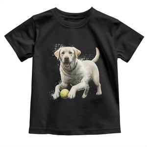 Cute Yellow Labrador Retriever With Tennis Ball Toddler T Shirt TS12 Black Print Your Wear