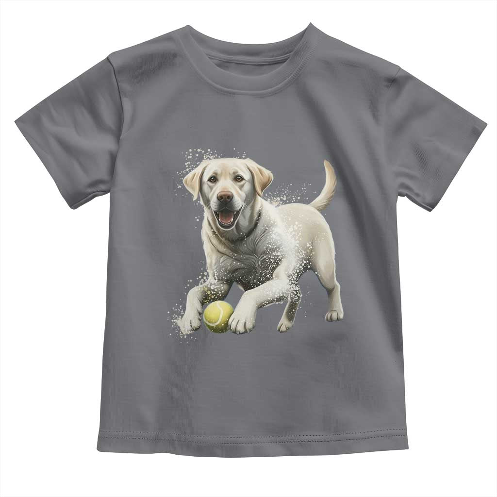 Cute Yellow Labrador Retriever With Tennis Ball Toddler T Shirt TS12 Charcoal Print Your Wear