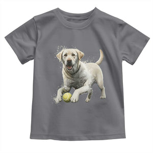 Cute Yellow Labrador Retriever With Tennis Ball Toddler T Shirt TS12 Charcoal Print Your Wear