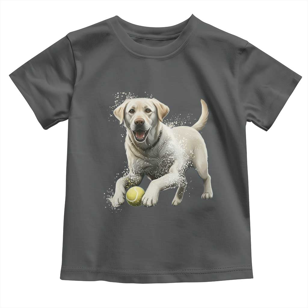 Cute Yellow Labrador Retriever With Tennis Ball Toddler T Shirt TS12 Dark Heather Print Your Wear