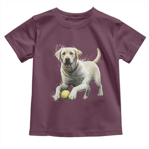 Cute Yellow Labrador Retriever With Tennis Ball Toddler T Shirt TS12 Maroon Print Your Wear