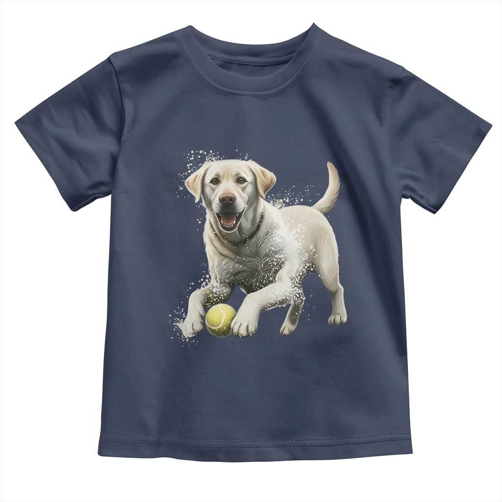 Cute Yellow Labrador Retriever With Tennis Ball Toddler T Shirt TS12 Navy Print Your Wear