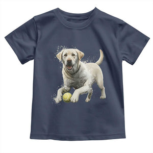 Cute Yellow Labrador Retriever With Tennis Ball Toddler T Shirt TS12 Navy Print Your Wear