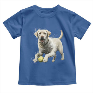 Cute Yellow Labrador Retriever With Tennis Ball Toddler T Shirt TS12 Royal Blue Print Your Wear