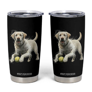 Cute Yellow Labrador Retriever With Tennis Ball Tumbler Cup TS12 Black Print Your Wear