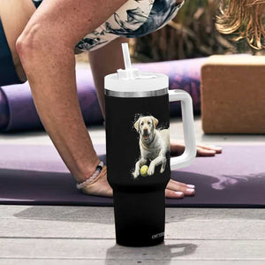 Cute Yellow Labrador Retriever With Tennis Ball Tumbler With Handle TS12 Print Your Wear