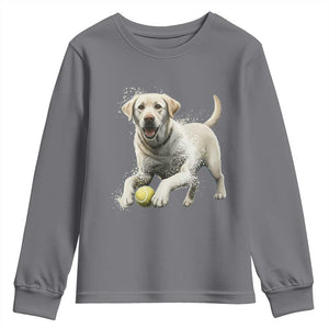 Cute Yellow Labrador Retriever With Tennis Ball Youth Sweatshirt TS12 Charcoal Print Your Wear