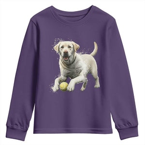 Cute Yellow Labrador Retriever With Tennis Ball Youth Sweatshirt TS12 Purple Print Your Wear