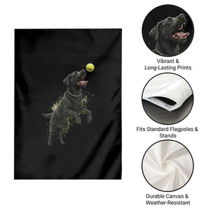 Playful Black Labrador Fetching Chasing Tennis Ball Garden Flag TS12 Print Your Wear