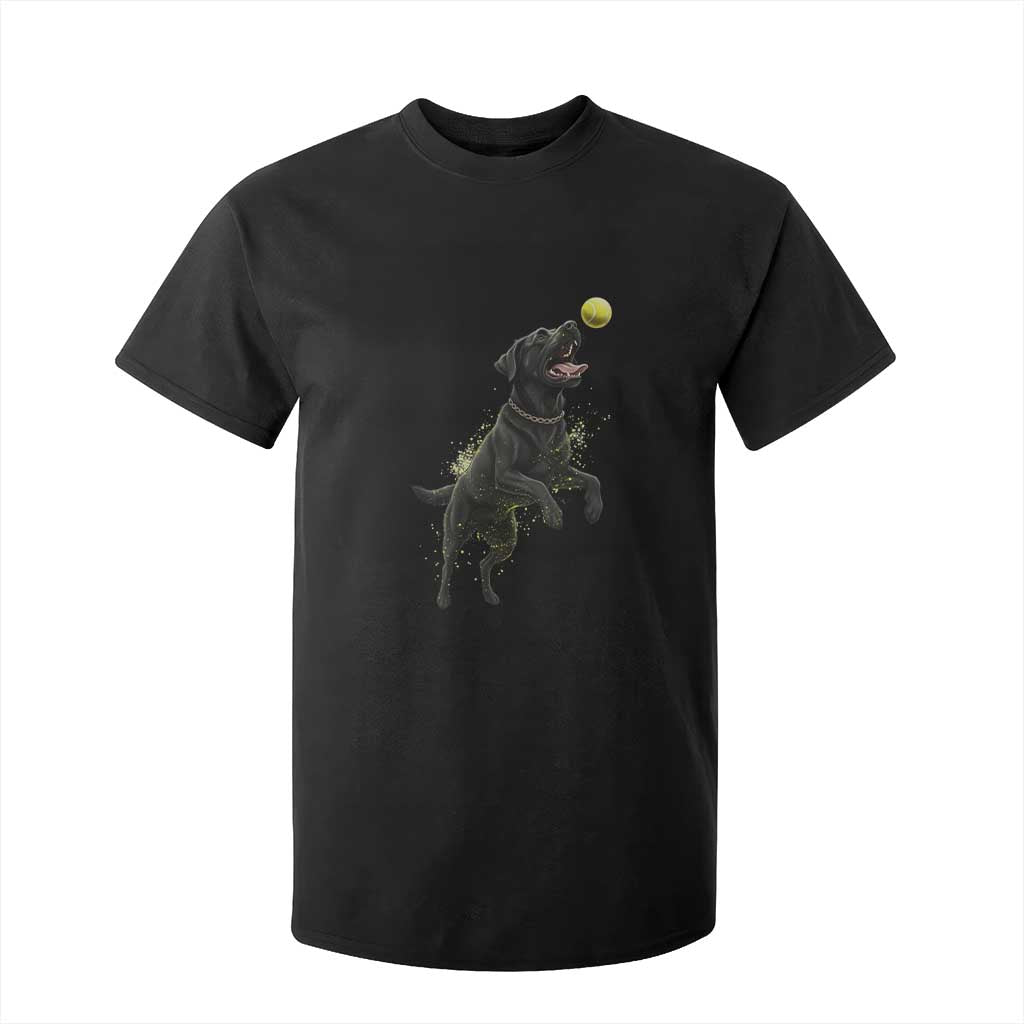 Playful Black Labrador Fetching Chasing Tennis Ball T Shirt For Kid TS12 Black Print Your Wear
