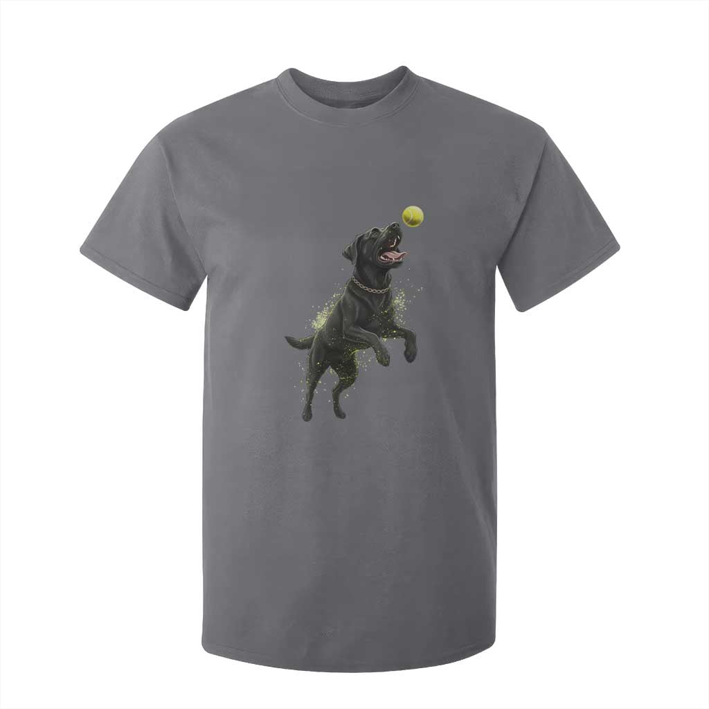 Playful Black Labrador Fetching Chasing Tennis Ball T Shirt For Kid TS12 Charcoal Print Your Wear