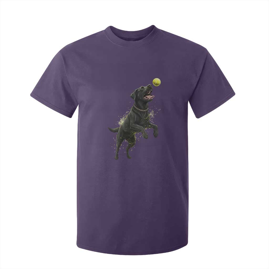 Playful Black Labrador Fetching Chasing Tennis Ball T Shirt For Kid TS12 Purple Print Your Wear
