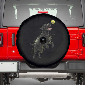 Playful Black Labrador Fetching Chasing Tennis Ball Spare Tire Cover TS12 Black Print Your Wear