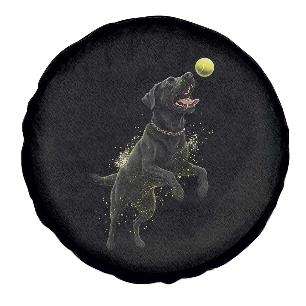 Playful Black Labrador Fetching Chasing Tennis Ball Spare Tire Cover TS12 Print Your Wear