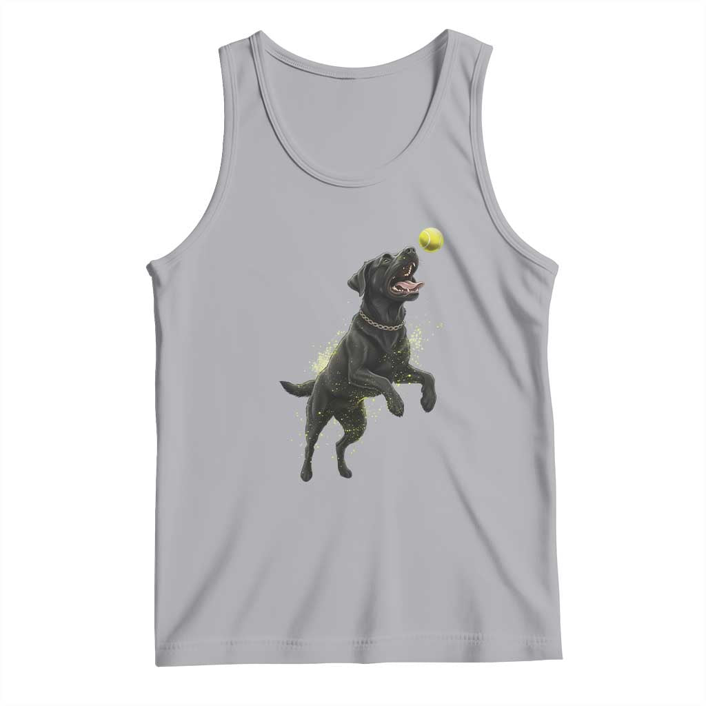 Playful Black Labrador Fetching Chasing Tennis Ball Tank Top TS12 Athletic Heather Print Your Wear