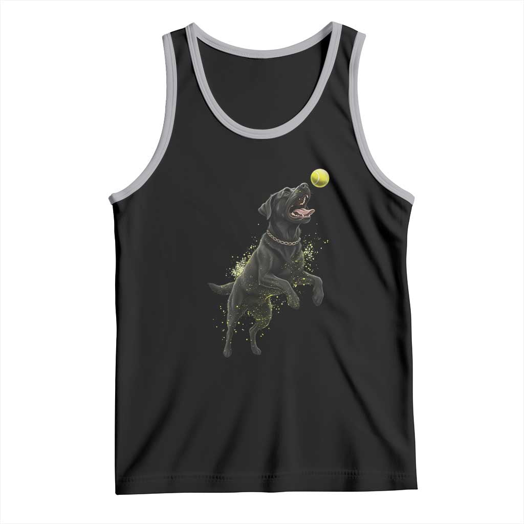 Playful Black Labrador Fetching Chasing Tennis Ball Tank Top TS12 Black Athletic Heather Print Your Wear