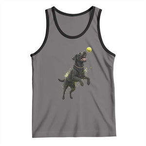 Playful Black Labrador Fetching Chasing Tennis Ball Tank Top TS12 Deep Heather Black Print Your Wear