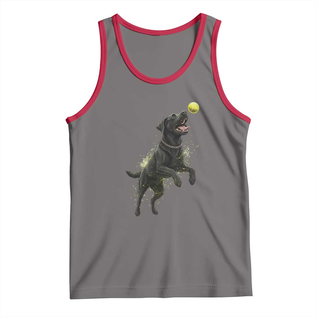 Playful Black Labrador Fetching Chasing Tennis Ball Tank Top TS12 Deep Heather Red Print Your Wear