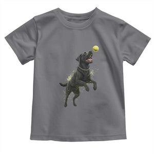 Playful Black Labrador Fetching Chasing Tennis Ball Toddler T Shirt TS12 Charcoal Print Your Wear