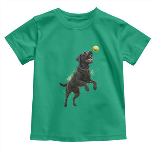 Playful Black Labrador Fetching Chasing Tennis Ball Toddler T Shirt TS12 Irish Green Print Your Wear