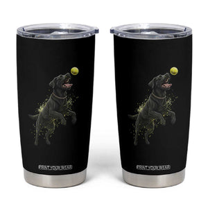 Playful Black Labrador Fetching Chasing Tennis Ball Tumbler Cup TS12 Black Print Your Wear