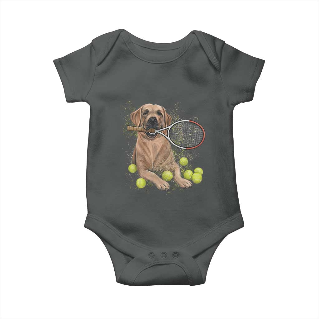 Funny Labrador Dog Playing Tennis Ball Baby Onesie Pet Lover Gift TS12 Dark Heather Print Your Wear
