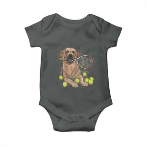 Funny Labrador Dog Playing Tennis Ball Baby Onesie Pet Lover Gift TS12 Dark Heather Print Your Wear